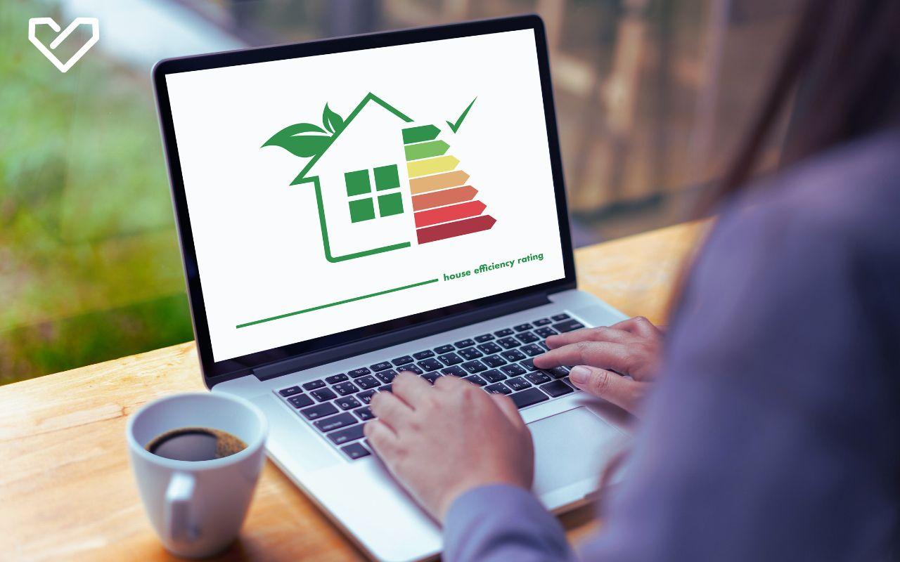 woman checking house energy efficiency rating